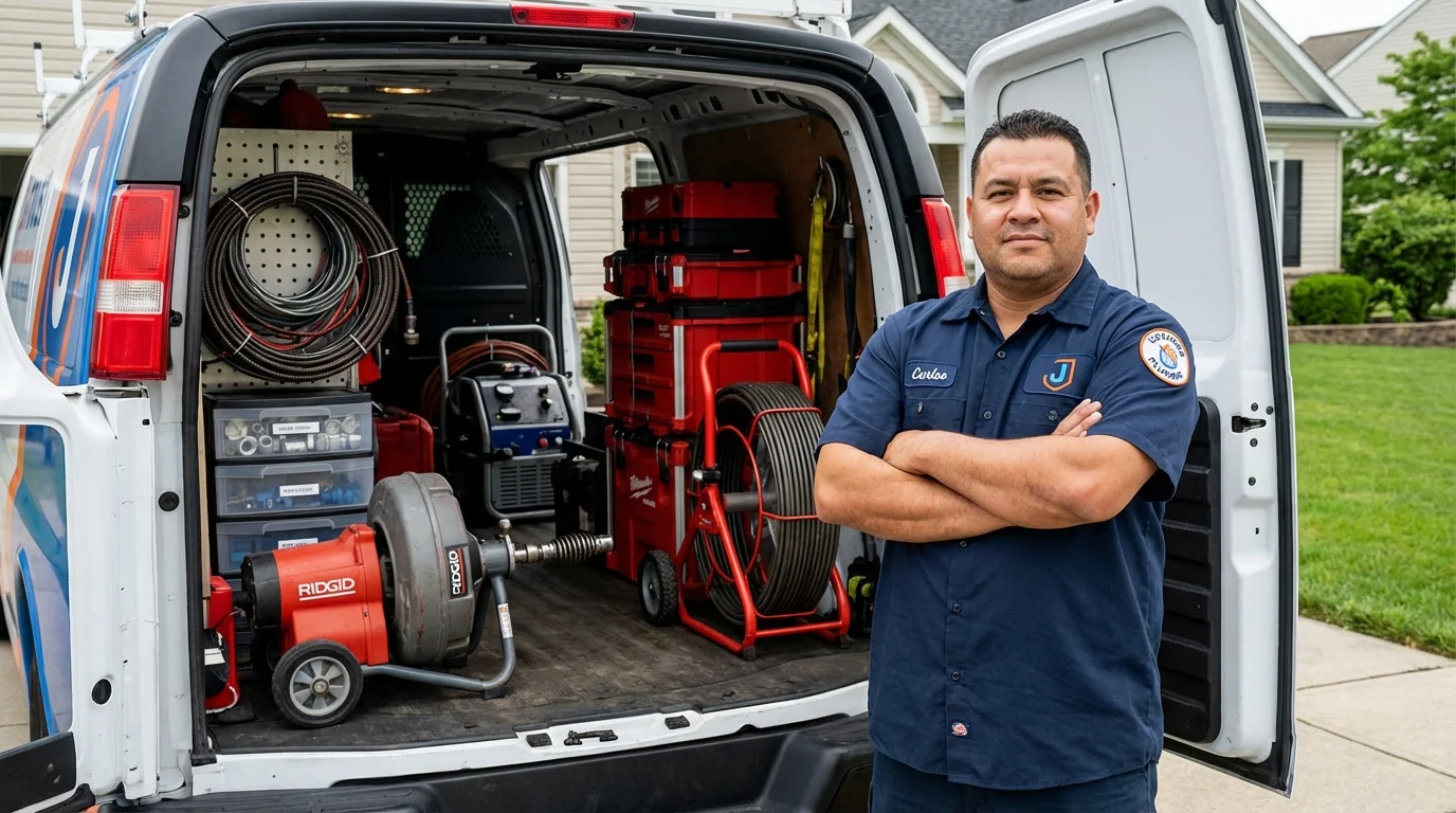 Professional drain cleaning equipment and Johns Plumbing LLC plumber in Sperry