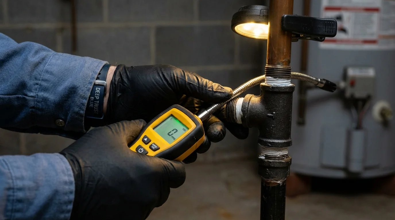 Gas leak detection with electronic sniffer by Johns Plumbing LLC in Sperry