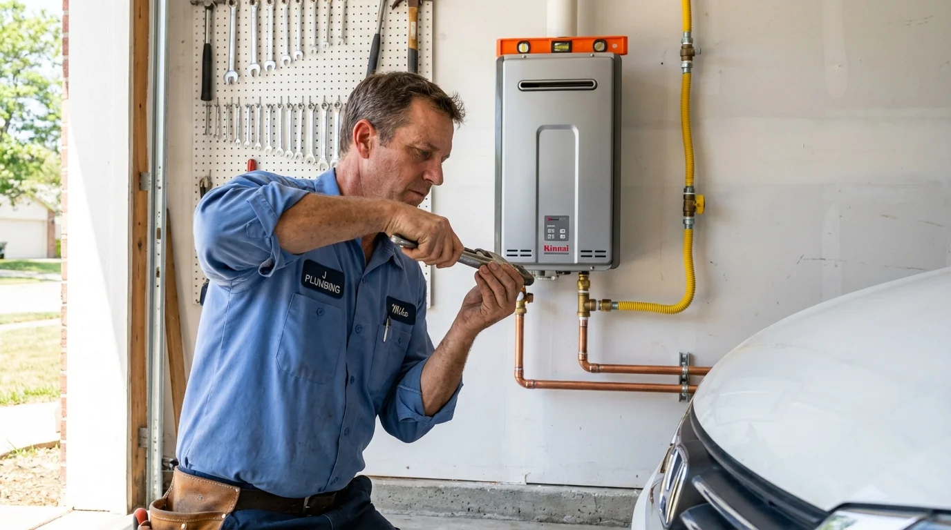Tankless water heater installation by a Johns Plumbing LLC plumber in Sperry
